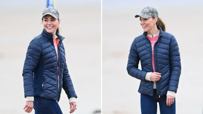 Kate Middleton proved that comfortable can still be stylish in her baseball cap, padded jacket and pretty pink Fair Isle album jumper look